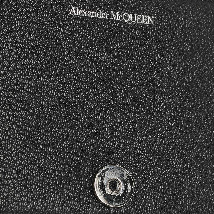 Pre Owned Alexander McQueen Black Leather Four Ring Shoulder Bag