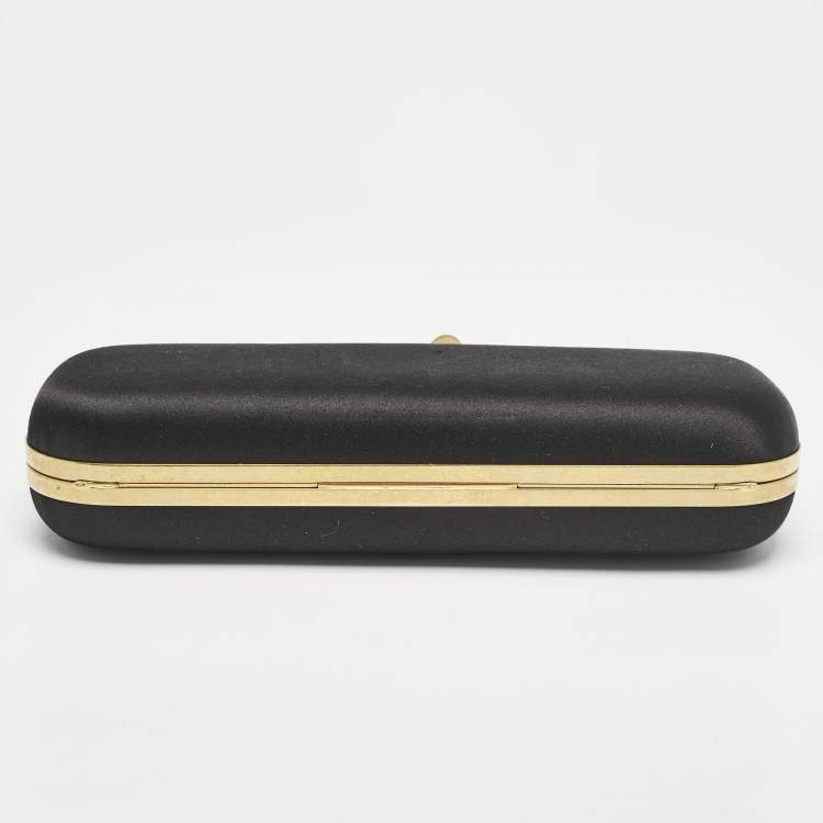 مملوكة مسبقًا Alexander McQueen Black Satin Skull Knuckle Box Clutch