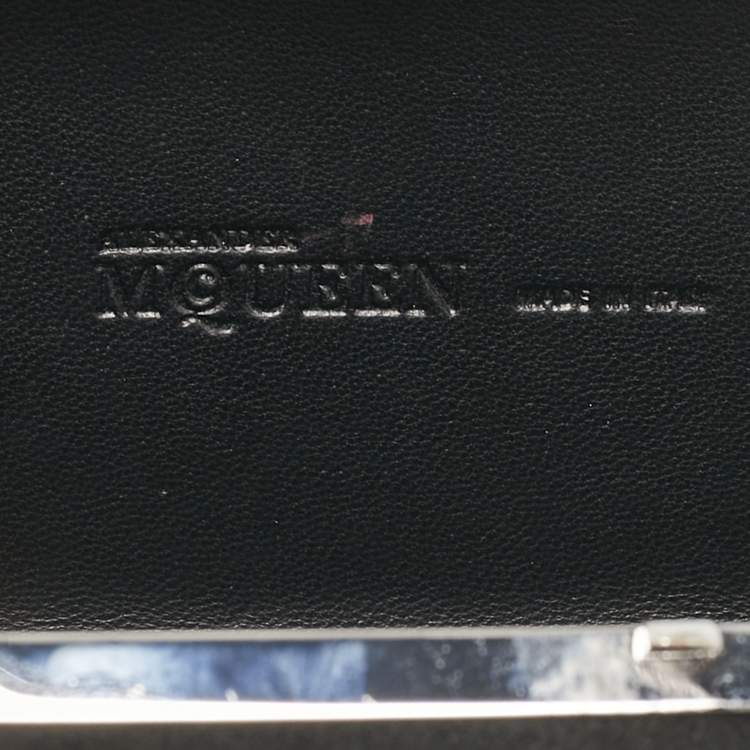 Pre Owned Alexander McQueen Black Satin Crystals Embellished Skull Clutch