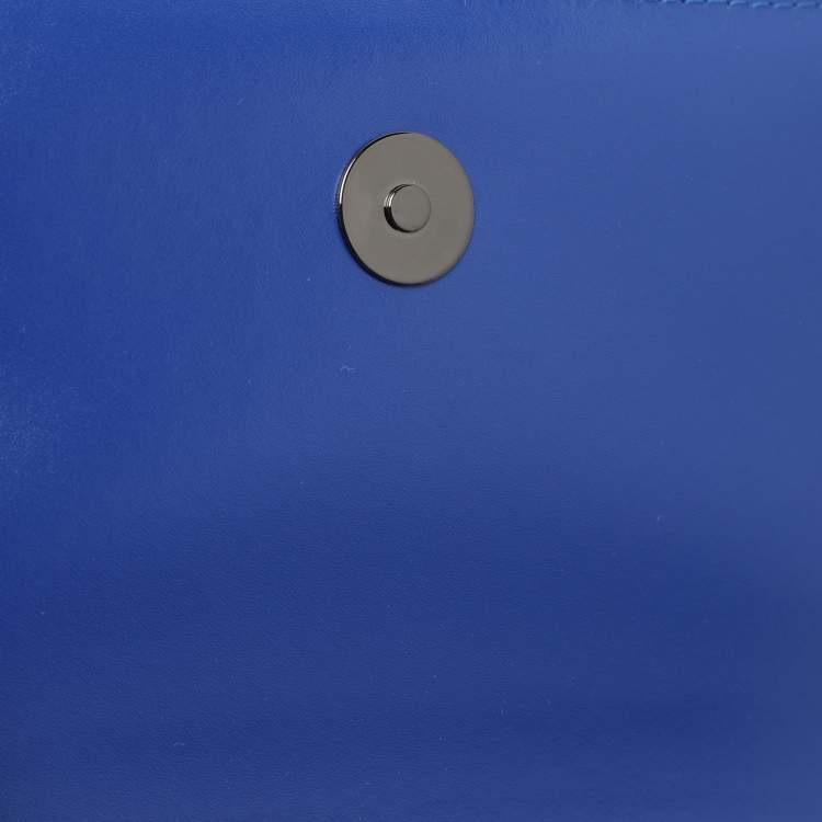 Pre Owned Alexander McQueen Royal Blue Leather Mini Jewelled Knuckle Shoulder Bag
