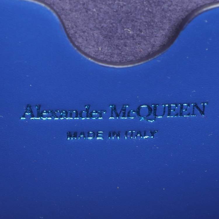 Pre Owned Alexander McQueen Royal Blue Leather Mini Jewelled Knuckle Shoulder Bag
