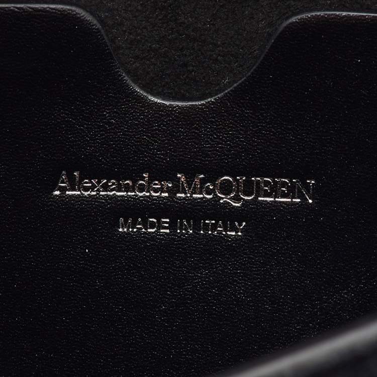 Pre Owned Alexander McQueen Black Suede Crystal Embellished Skull Flap Chain Clutch