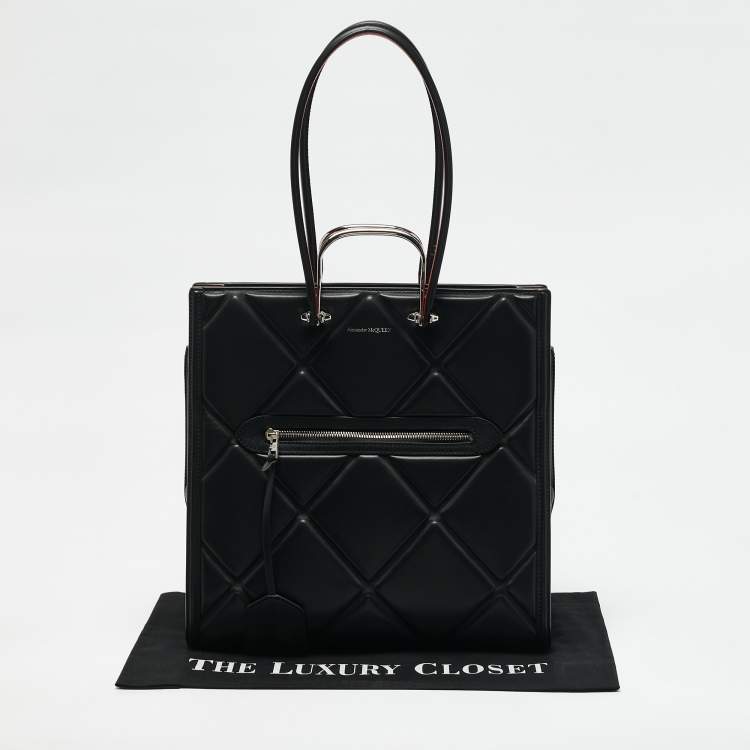 Pre Owned Alexander McQueen Black Quilted Leather The Tall Story Tote