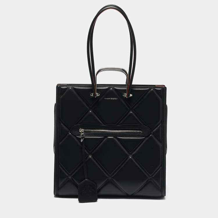 Pre Owned Alexander McQueen Black Quilted Leather The Tall Story Tote