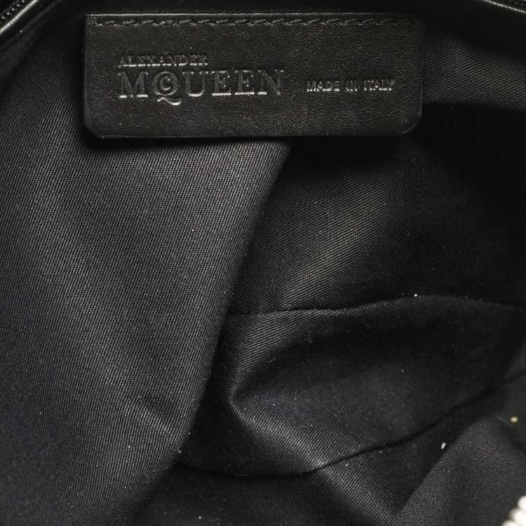 Pre Owned Alexander McQueen Black/White Leather Floral Cut De Manta Clutch