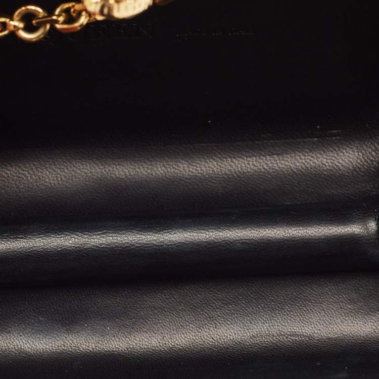 Pre Owned Alexander McQueen Gold Snakeskin Embossed Leather Skull Box Clutch Bag