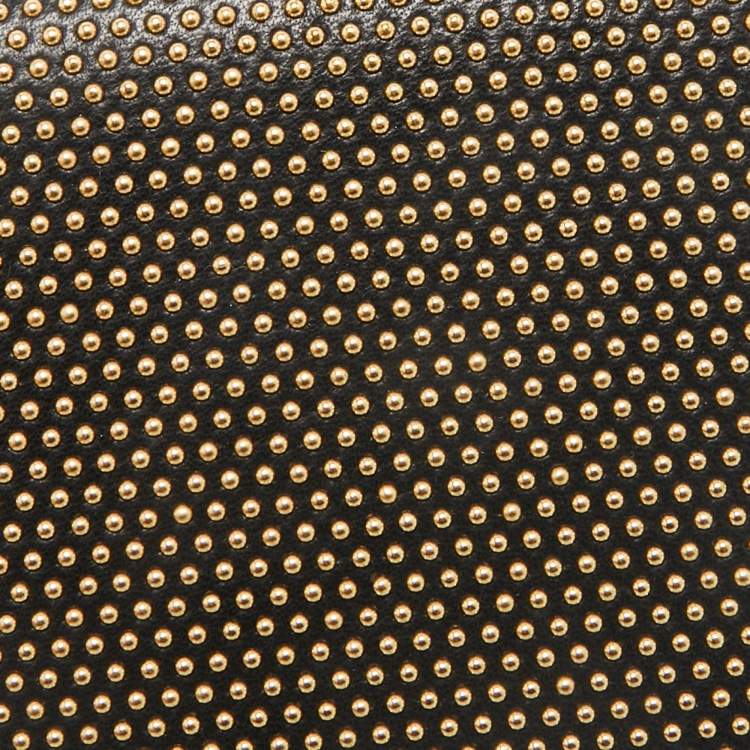 Pre Owned Alexander McQueen Black Leather Studded Skull Box Chain Clutch