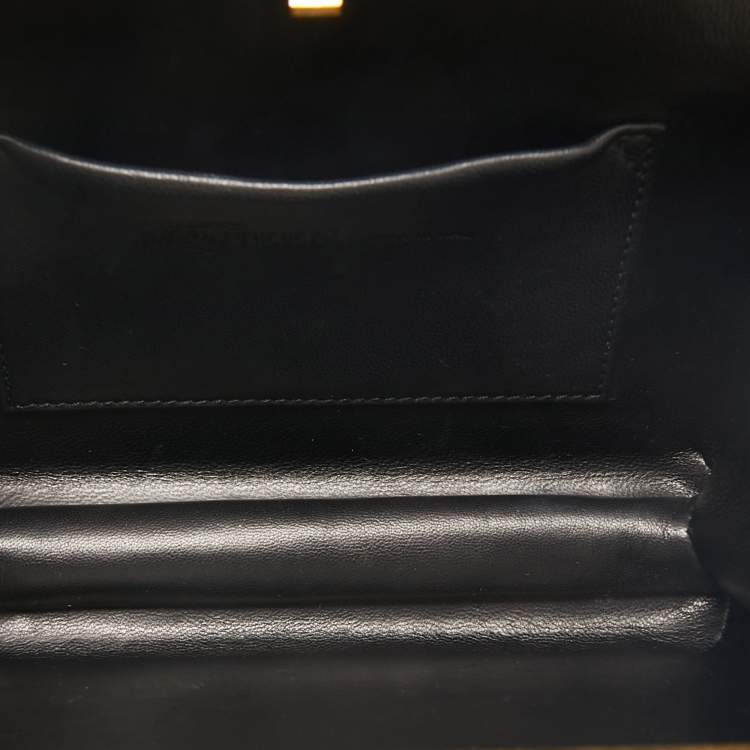 Pre Owned Alexander McQueen Black Leather Studded Skull Box Chain Clutch