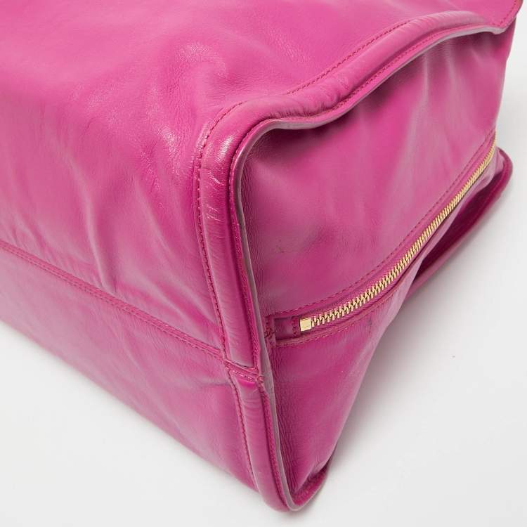 Pre Owned Alexander McQueen Magenta Leather Medium Skull Padlock Zip Bag