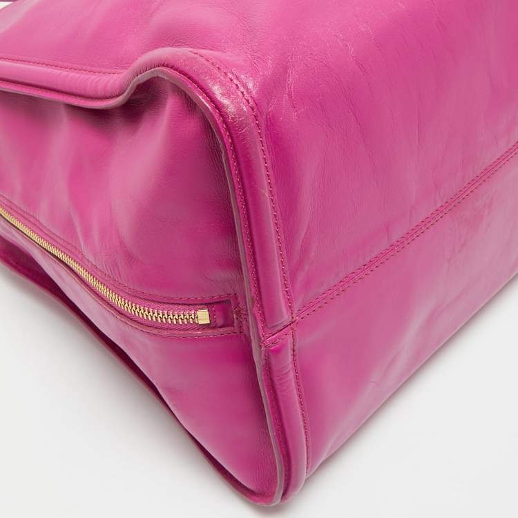 Pre Owned Alexander McQueen Magenta Leather Medium Skull Padlock Zip Bag