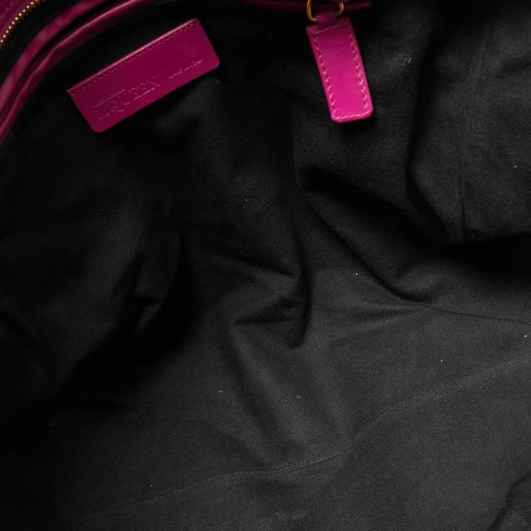 Pre Owned Alexander McQueen Magenta Leather Medium Skull Padlock Zip Bag