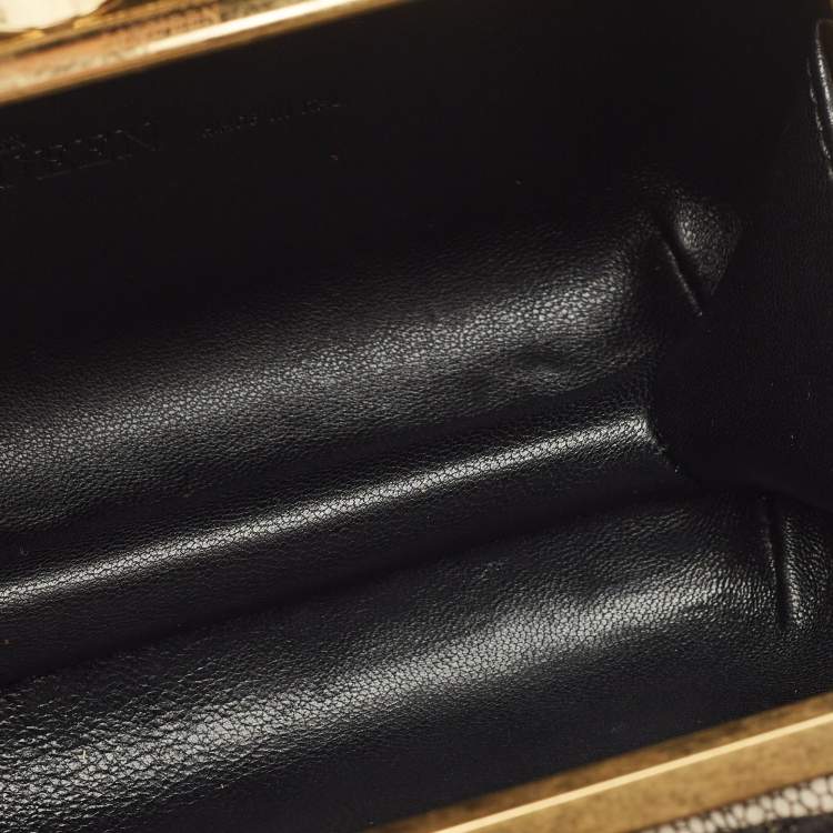 Pre Owned Alexander McQueen Black Lace Unicorn & Skull Knuckle Clutch