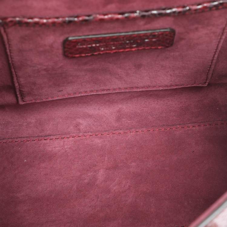 Pre Owned Alexander McQueen Red/Black Snakeskin Patchwork Mini Heroine Bag