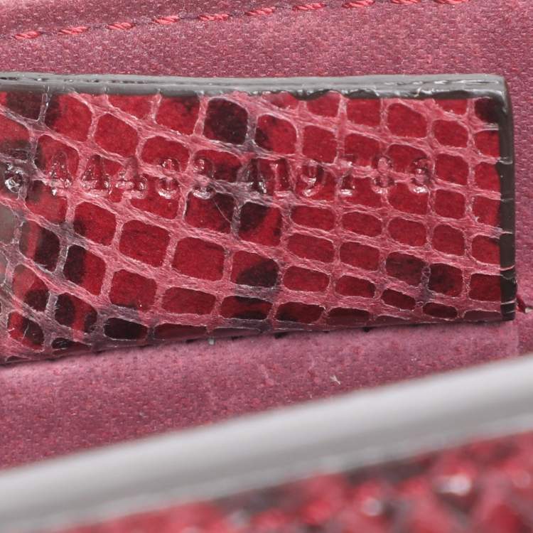 Pre Owned Alexander McQueen Red/Black Snakeskin Patchwork Mini Heroine Bag