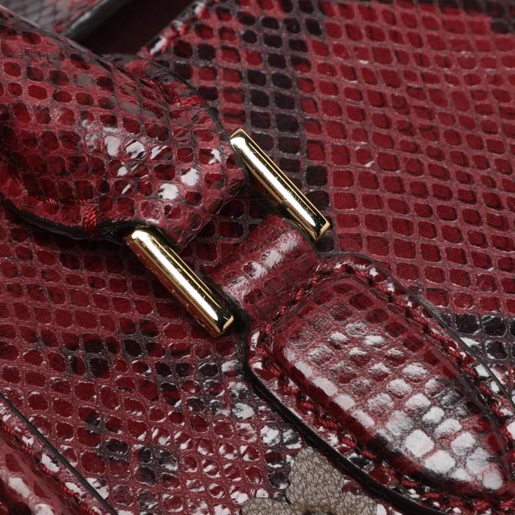 Pre Owned Alexander McQueen Red/Black Snakeskin Patchwork Mini Heroine Bag