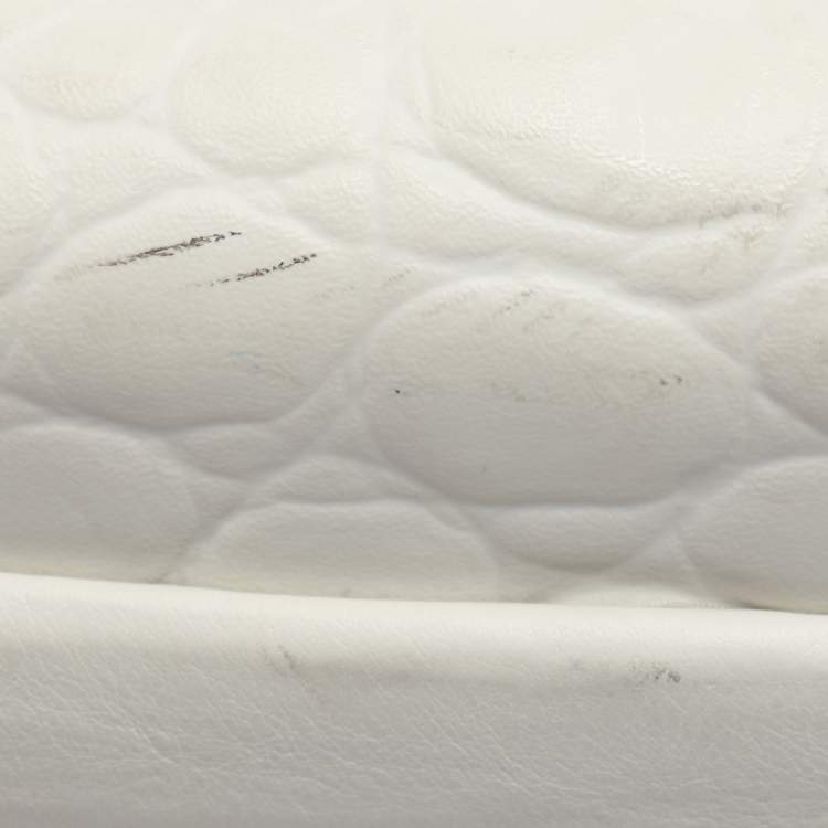 Pre Owned Samsonite Black Label by Alexander McQueen White Croc Embossed Plastic and Leather Trolley Carryon Suitcase