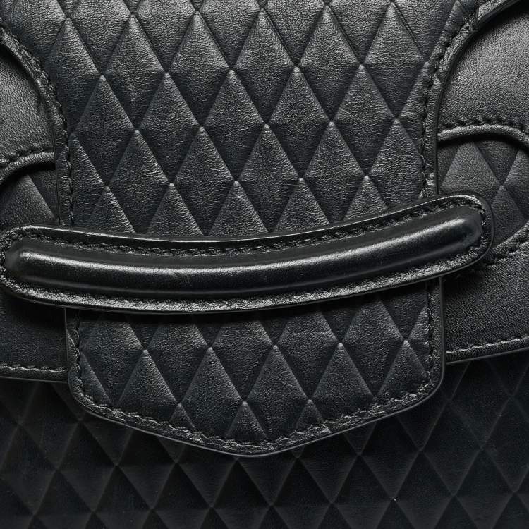 Pre Owned Alexander McQueen Black Diamond Embossed Leather Heroine Chain Shoulder Bag