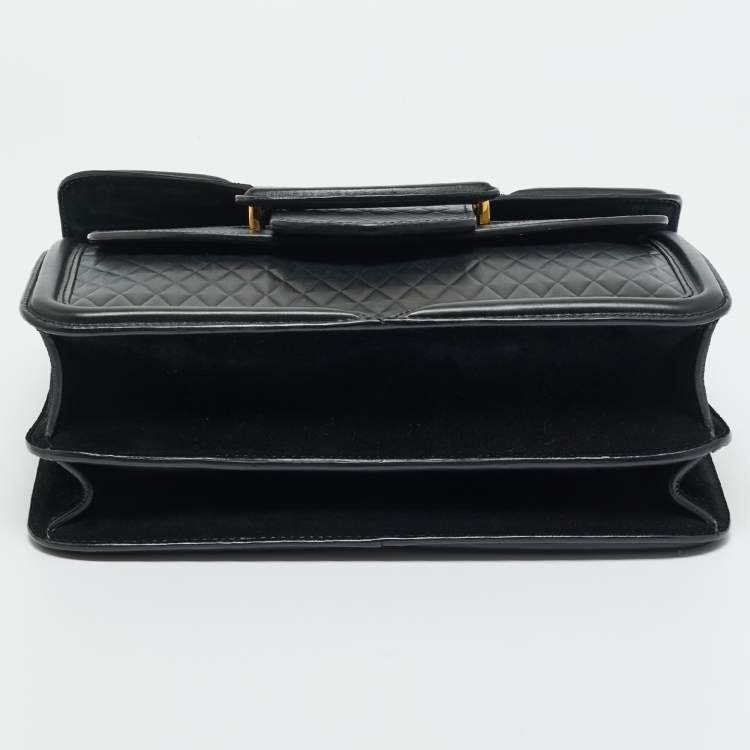Pre Owned Alexander McQueen Black Diamond Embossed Leather Heroine Chain Shoulder Bag