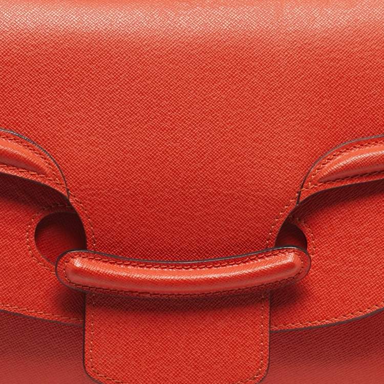 Pre Owned Alexander McQueen Orange Leather Heroine Chain Shoulder Bag