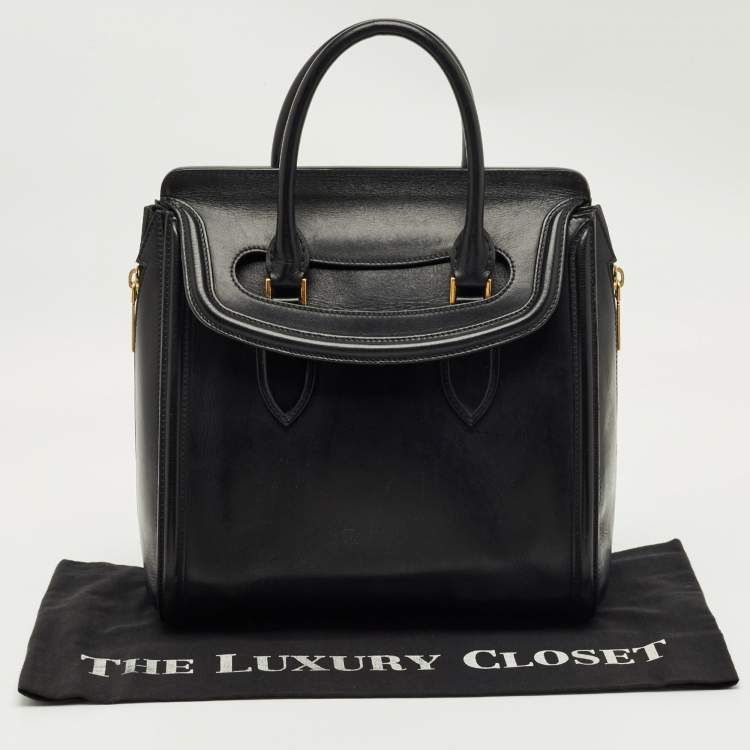 Pre Owned Alexander McQueen Black Leather Medium Heroine Tote