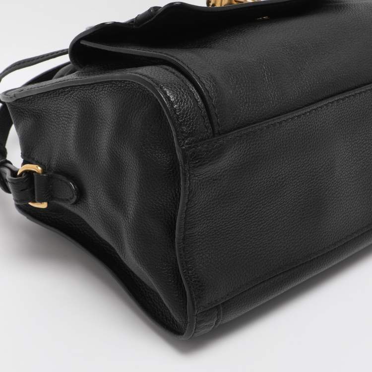 Pre Owned Alexander McQueen Black Leather Skull Padlock Satchel