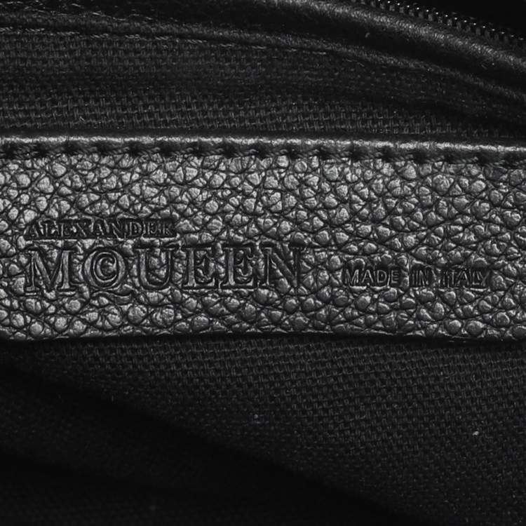 Pre Owned Alexander McQueen Black Leather Skull Padlock Satchel