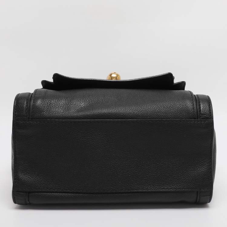 Pre Owned Alexander McQueen Black Leather Skull Padlock Satchel