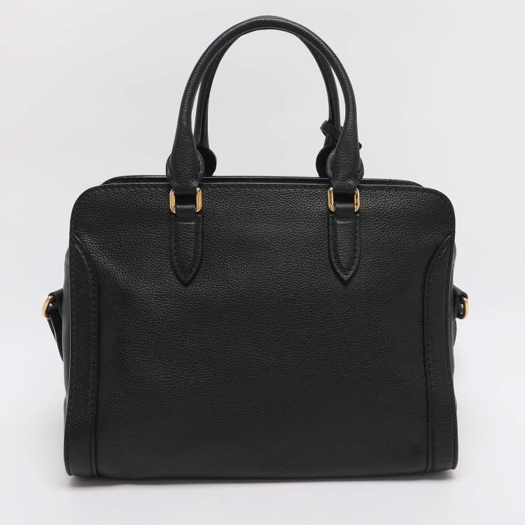 Pre Owned Alexander McQueen Black Leather Skull Padlock Satchel