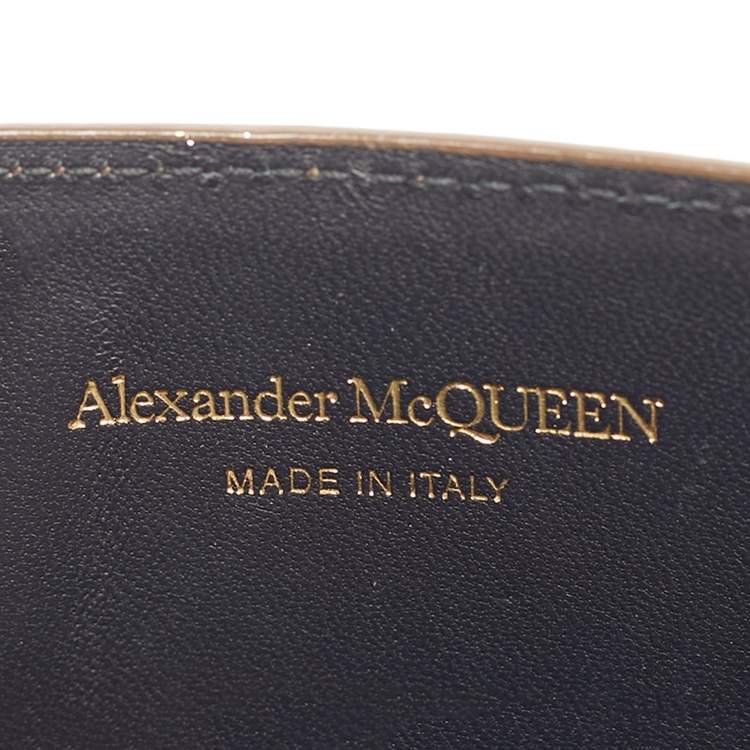 Pre Owned Alexander McQueen Metallic Leather Skull Phone Crossbody Bag