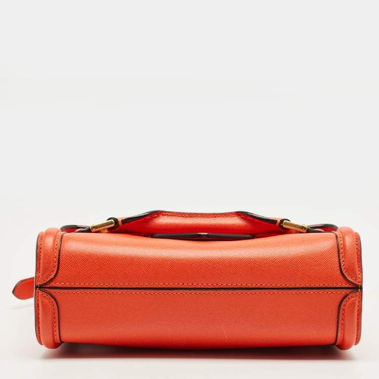 Pre Owned Alexander McQueen Orange Leather Heroine Flap Shoulder Bag