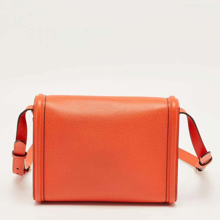 Pre Owned Alexander McQueen Orange Leather Heroine Flap Shoulder Bag