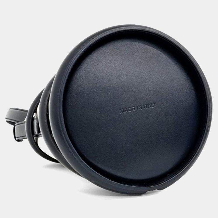 Pre Owned Alexander McQueen Beige Black Leather Curve Bucket Bag