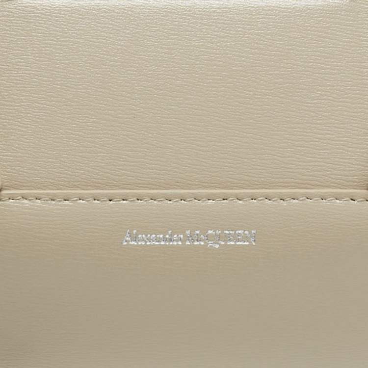 Pre Owned Alexander McQueen Jewelled Mini Beige Leather Hobo