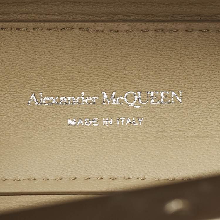 Pre Owned Alexander McQueen Jewelled Mini Beige Leather Hobo