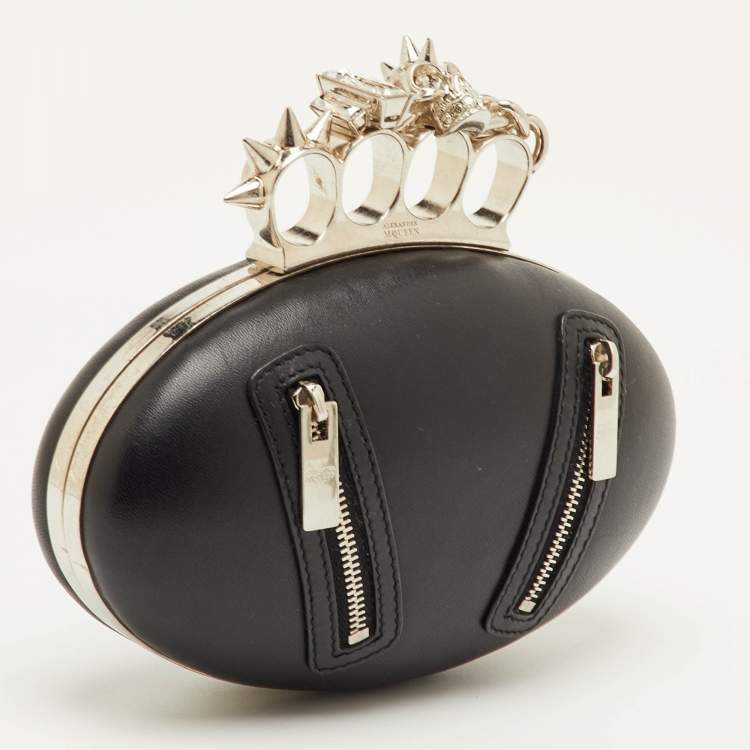 Pre Owned Alexander McQueen Box Black Leather Clutch