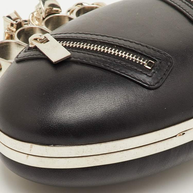 Pre Owned Alexander McQueen Box Black Leather Clutch