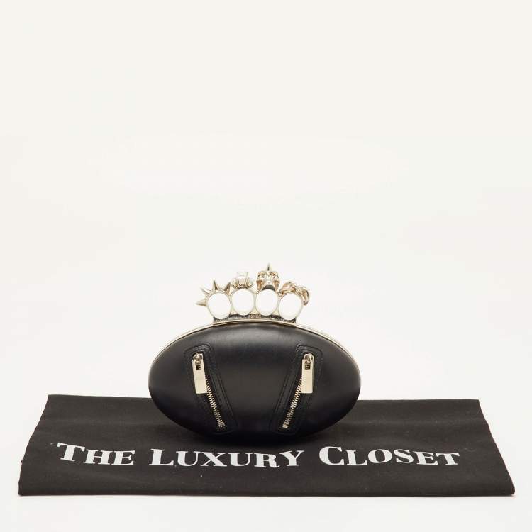 Pre Owned Alexander McQueen Box Black Leather Clutch