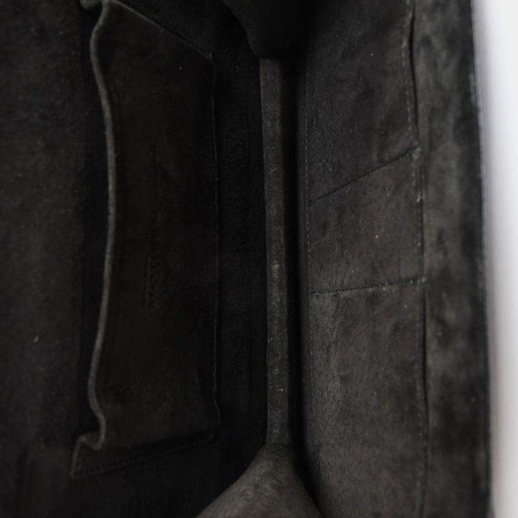 Pre Owned Alexander McQueen Black Croc Effect Leather Envelope Clutch