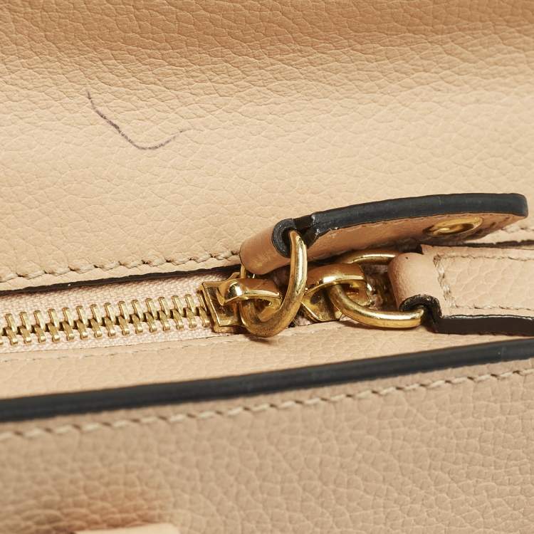 Pre Owned Alexander McQueen Skull Padlock Peach Leather Satchel