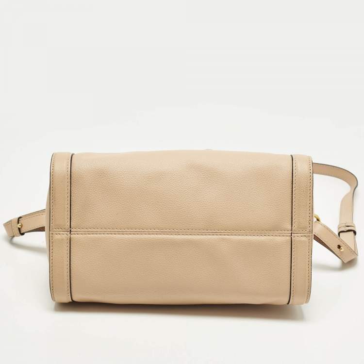 Pre Owned Alexander McQueen Skull Padlock Peach Leather Satchel