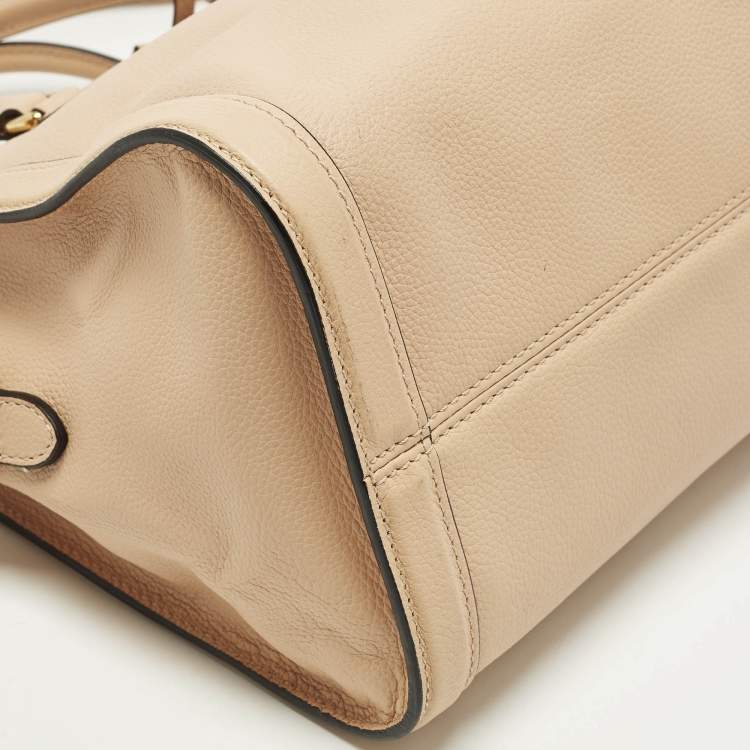 Pre Owned Alexander McQueen Skull Padlock Peach Leather Satchel