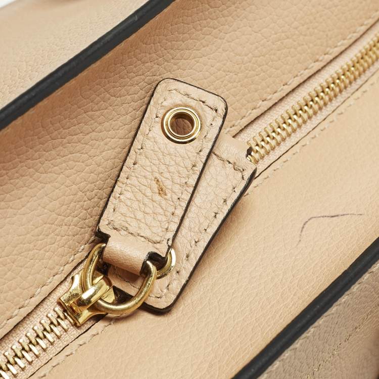 Pre Owned Alexander McQueen Skull Padlock Peach Leather Satchel