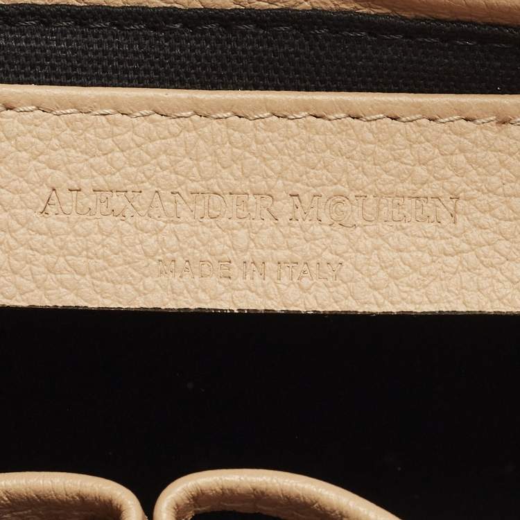 Pre Owned Alexander McQueen Skull Padlock Peach Leather Satchel