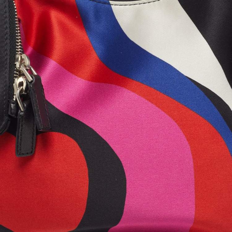 Pre Owned Alexander McQueen Heart Print De Manta Medium Multicolor Satin and Leather Clutch