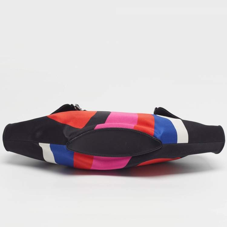 Pre Owned Alexander McQueen Heart Print De Manta Medium Multicolor Satin and Leather Clutch