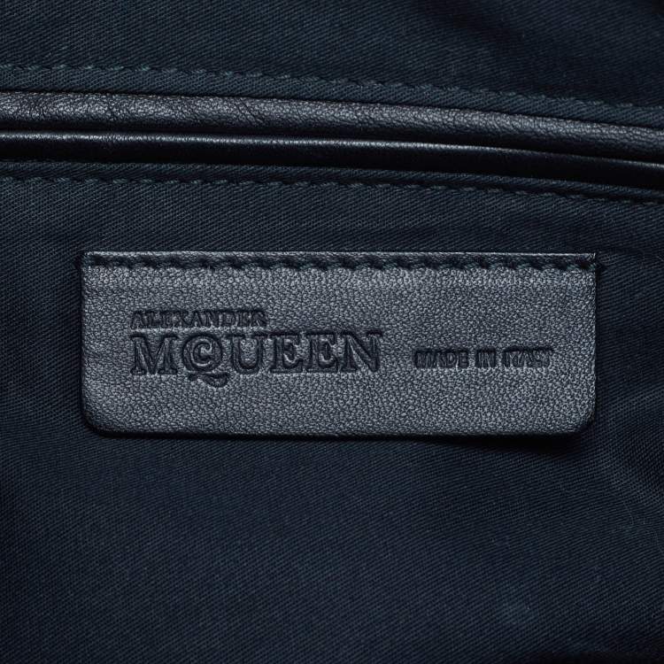 Pre Owned Alexander McQueen Heart Print De Manta Medium Multicolor Satin and Leather Clutch