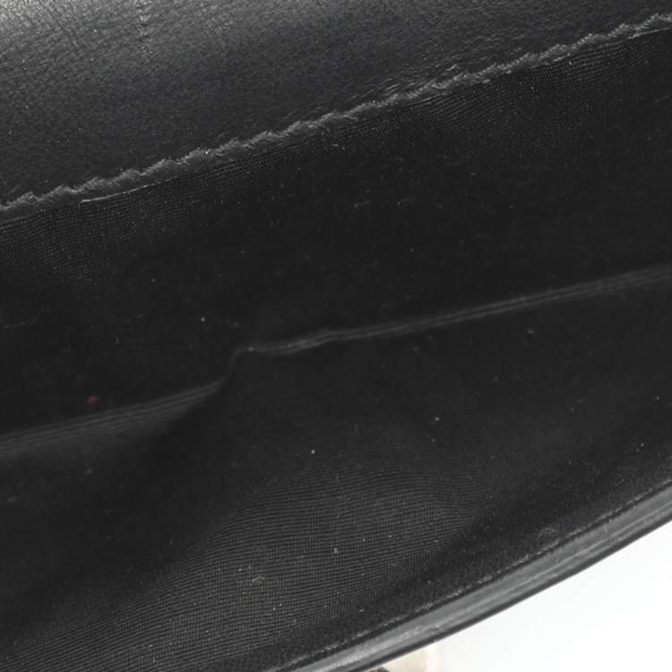 Pre Owned Alexander McQueen Skull Embellished Black Leather French Wallet