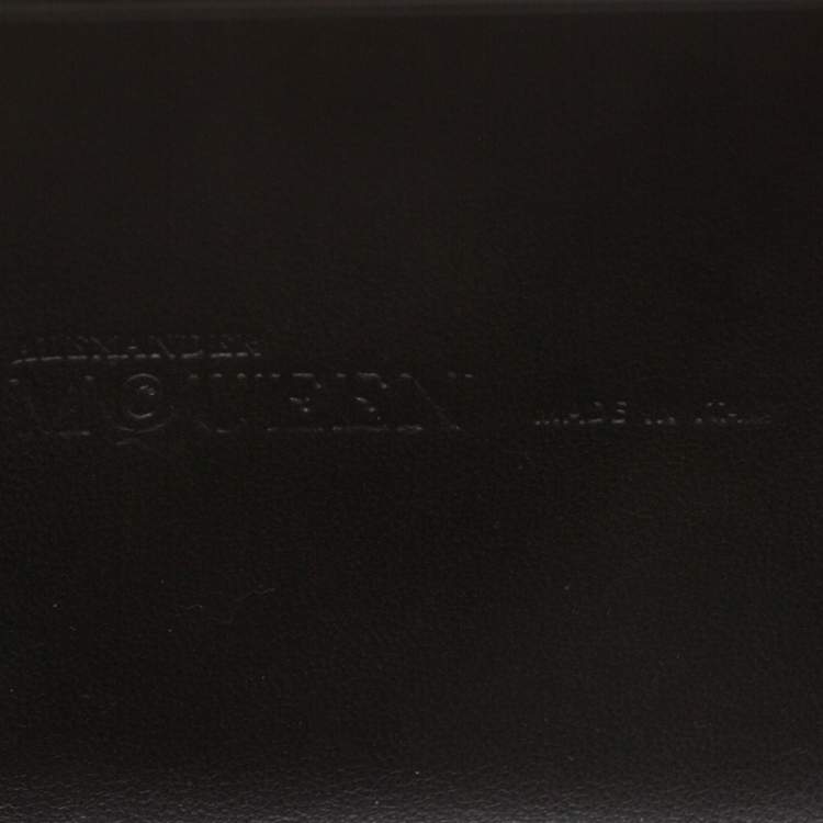 Pre Owned Alexander McQueen Beige/Black Leather Patchwork Britannia Skull Box Clutch