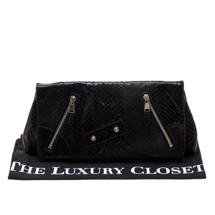 Pre Owned Alexander McQueen Black Leather Faithful Glove Clutch