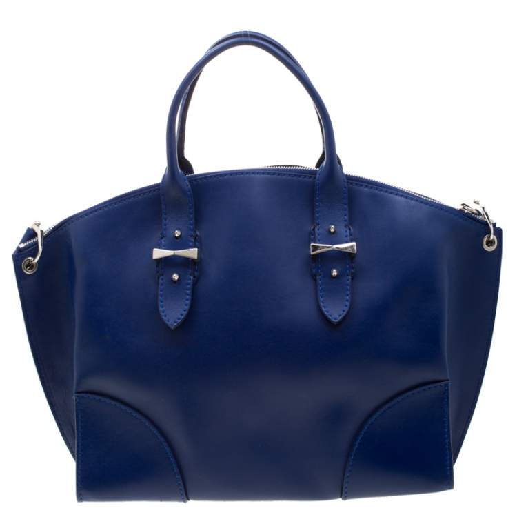 Pre Owned Alexander McQueen Blue Leather Legend Satchel